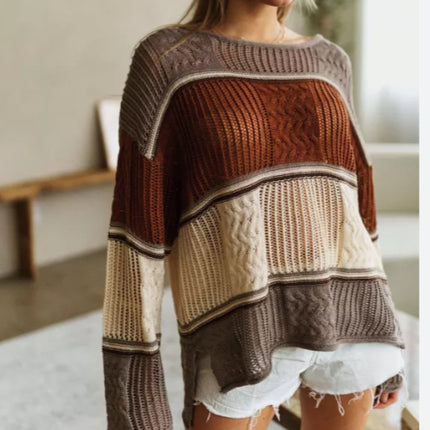 Hello Mello- Color Block Spring Sweater