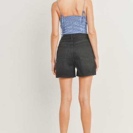 Just Black Denim Criss Cross Washed Black Shorts