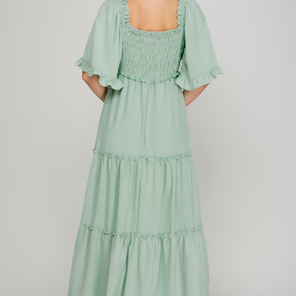 Flutter Bell Sleeve Tiered Maxi