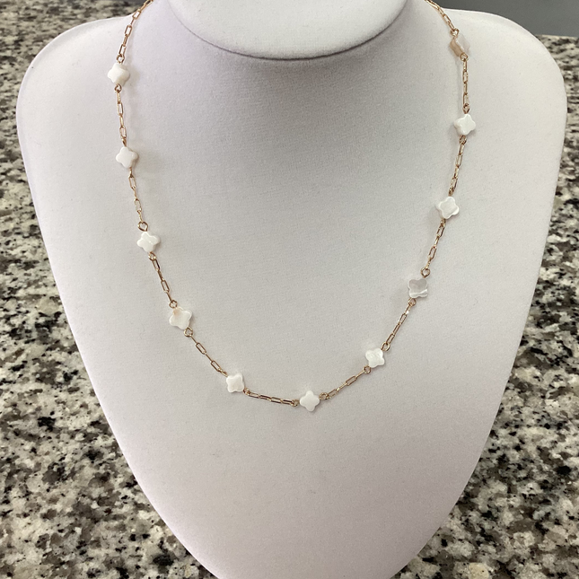 Clover Shell Cross Necklace