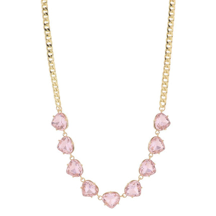 Jane Marie Crystal Portion on Gold Curb Chain Necklace