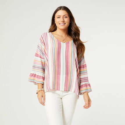 Coco + Carmen Millicent V-Neck Ruffle Sleeve Top