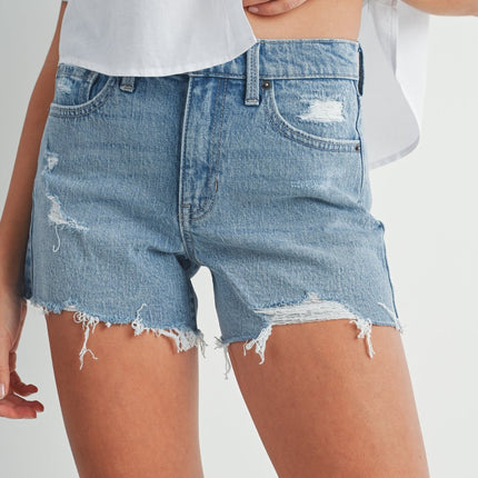 JUST USA Medium Denim Slight Distressed Stretch Short