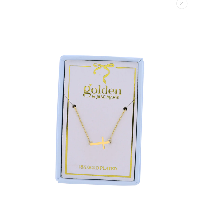 Gold Sideways Cross Necklace