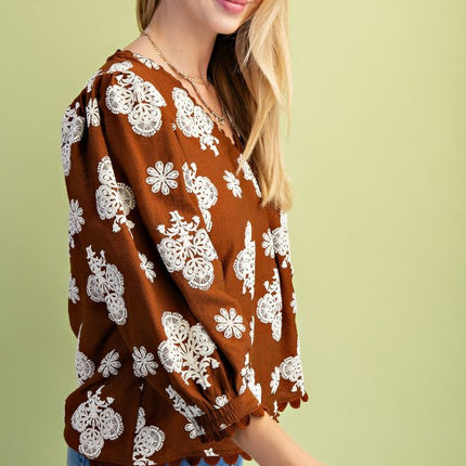 Puff Sleeve Walnut Top