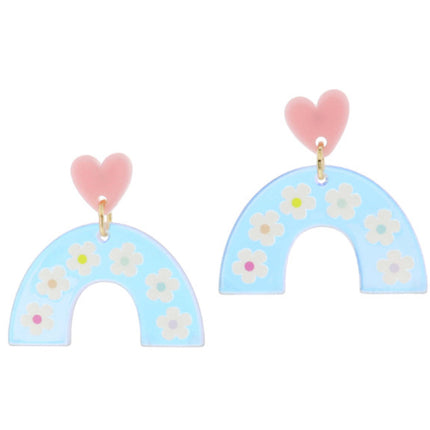 Jane Marie Heart Post Flower Rainbow Earrings