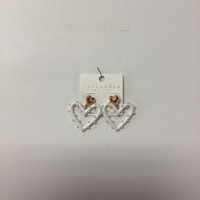 Pearl and Color Coated Heart 2 Drop Earrings