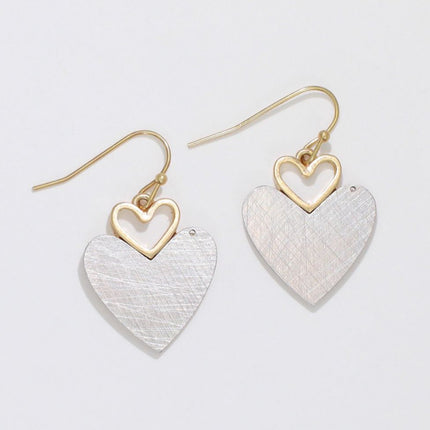 Periwinkle - Two toned brush heart earrings