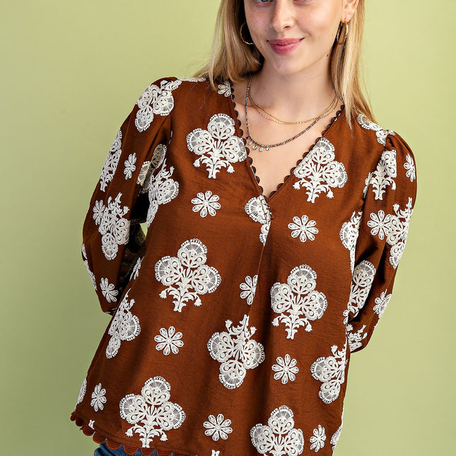 Puff Sleeve Walnut Top