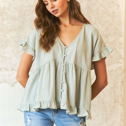 Adora Ruffled Babydoll Blouse Top