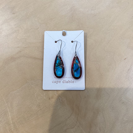 Cape Diablo Teardrop Red And Blue Earrings