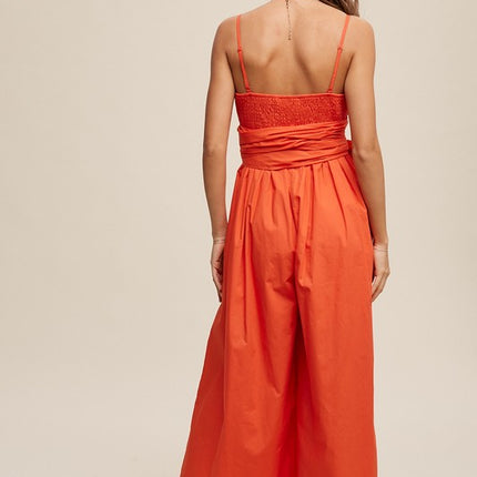 Listicle Wrap Wide Leg Pant Jumpsuit