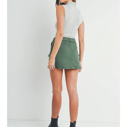 Just USA Green Low Rise Micro Cargo Skirt