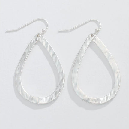 Periwinkle Matte Silver Hammered Drop Earrings