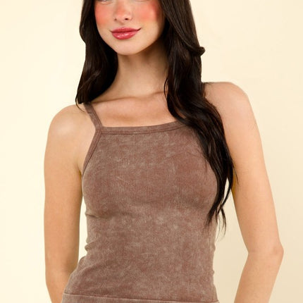 Very J New in ribbed halter neck tank top