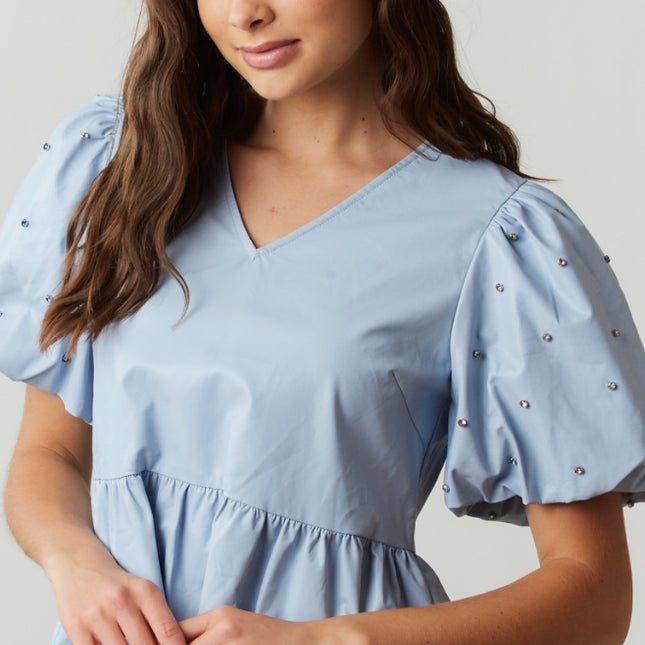 Jewel Studded Peplum Blouse