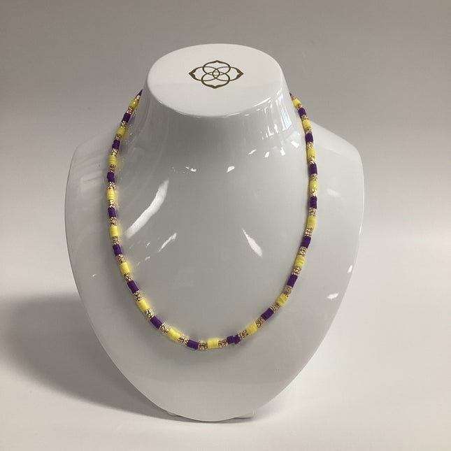 Rubber Purple and Gold Bead Necklace