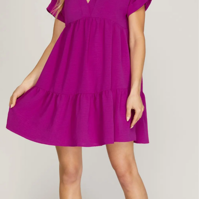 Drop Shoulder Sleeve Woven Dress