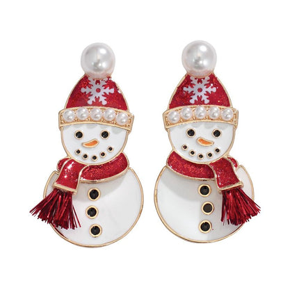 Periwinkle Enameled Snowman Earrings