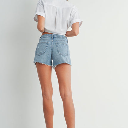 JUST USA Medium Denim Slight Distressed Stretch Short