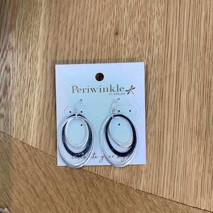 Periwinkle Silver And Patina Ovals Earrings