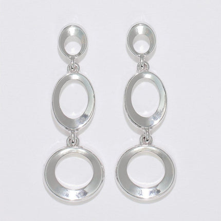 Polished Silver Round Earrings