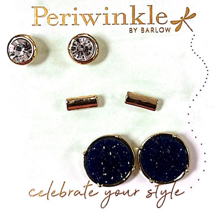 Periwinkle Earrings Tri Stud Set