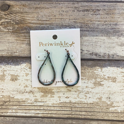 Periwinkle Patina Hammered Teardrops Earrings