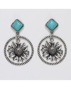 Periwinkle Sunflower Dangle with Turqoise