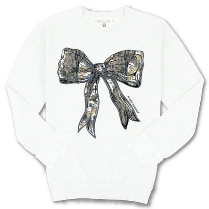White Camo Bow Crewneck