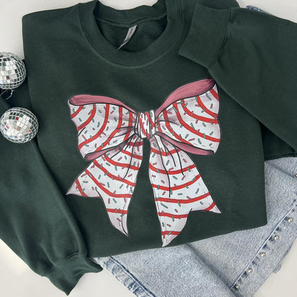 Christmas Tree Cake Bow Sweatshirt