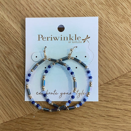 Periwinkle Beaded Hoop Earrings