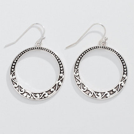 Periwinkle Silver Circle Open Drop Earrings