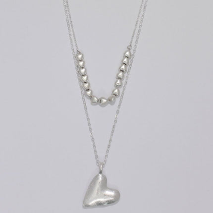 Periwinkle-Silver heart pendent necklace