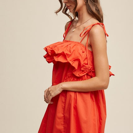 Listicle Tiered Ruffle Tie Dress