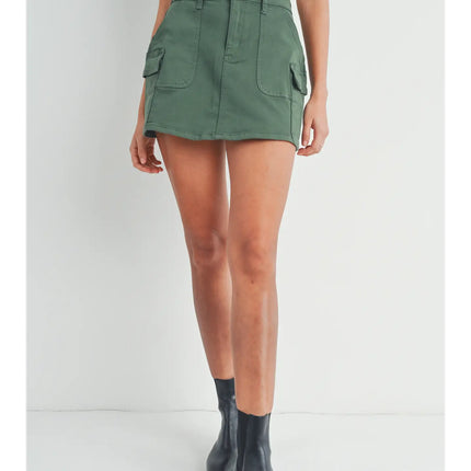 Just USA Green Low Rise Micro Cargo Skirt