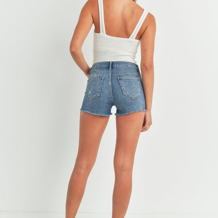 Just USA Mid-Rise Distressed Mini Medium Denim Short