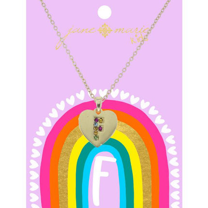 Jane Marie Kids Multi Color Crystal Initial Necklace