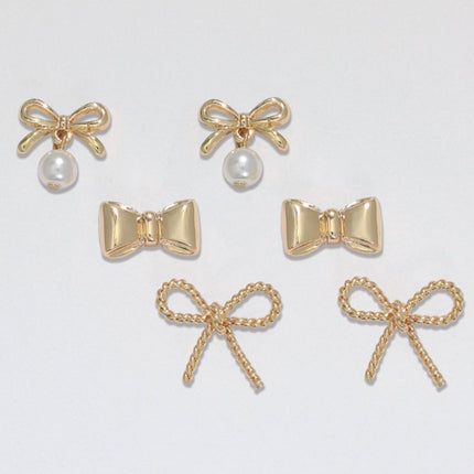 Periwinkle - Gold bow trio earrings