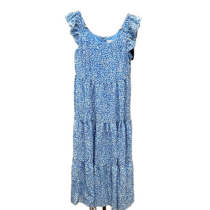 She + Sky Ruffled Dress With Back Zipper- Blue