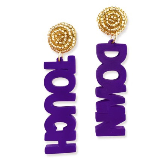 Purple Touchdown Earrings