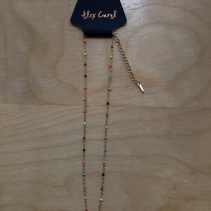 Alex Carol Stack & Splash with Enamel Beads Gold Necklace