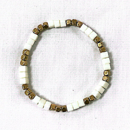 Periwinkle Bracelet Square Gold Beads