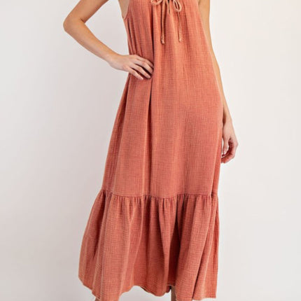 Ruffle Cotton Gauze Maxi Dress