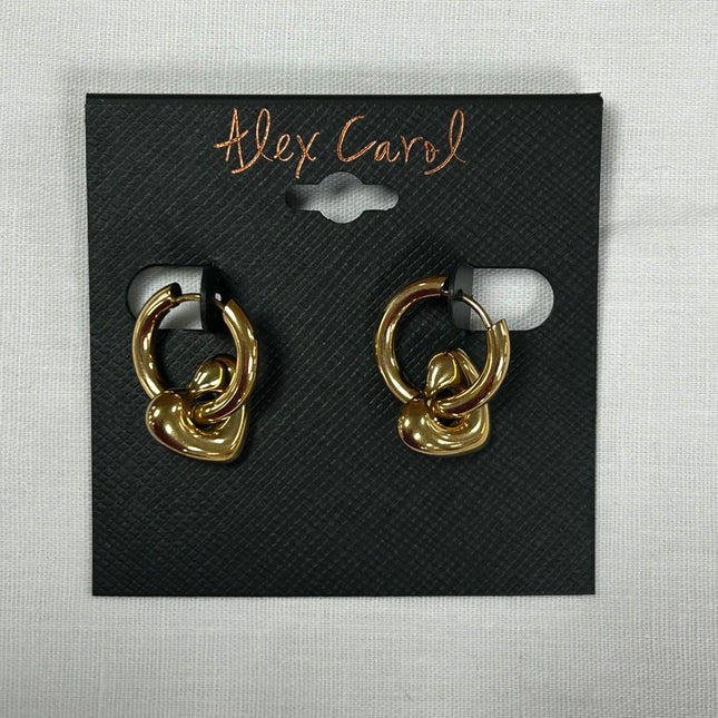 Heart and hoop dangle earrings