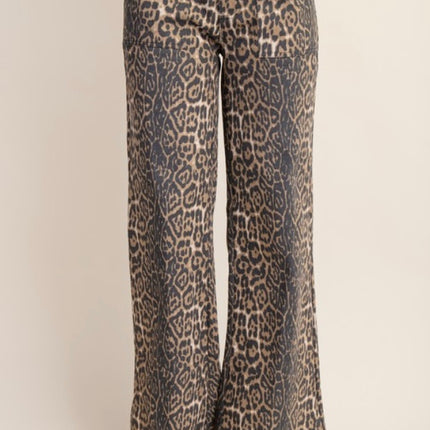 Flare Leopard Print Jeans