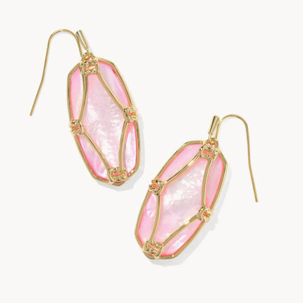 Elle Lattice Frame Gold Drop Earrings