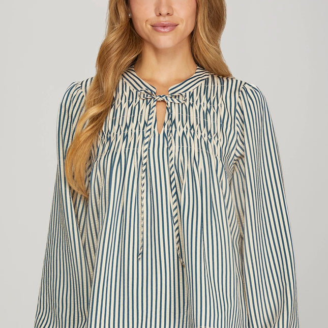 Long Sleeve Pintuck Top