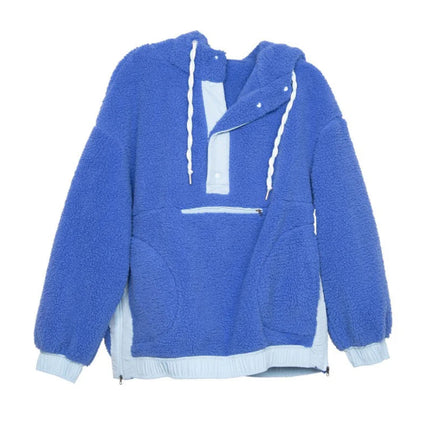 Blue Two-Toned Sherpa Pullover