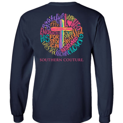 Long Sleeve Brushstroke Cross Circle Navy